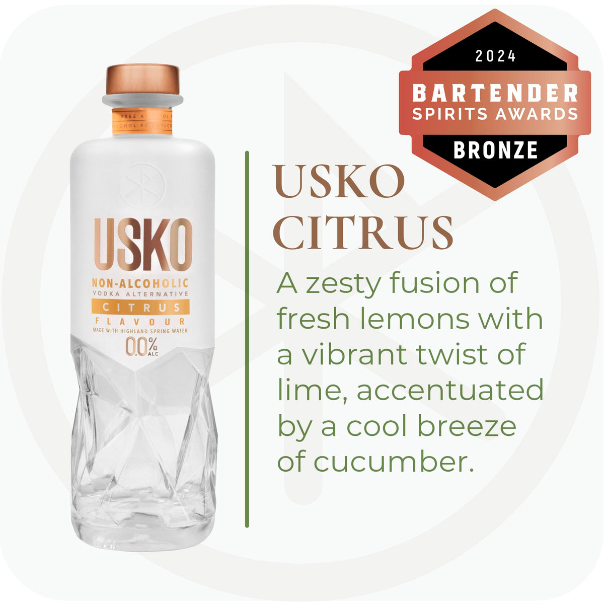USKO Citrus Non-Alcoholic Vodka 0.0% ABV – Lemon Lime Twist & Cucumber Breeze (700ml)