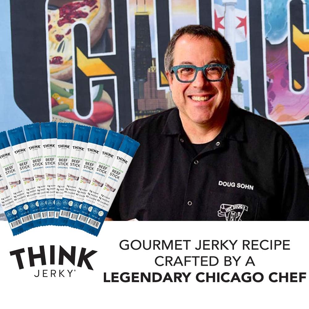 Think Jerky Original Beef Sticks – Gluten & Sugar Free, Nitrate Free, Keto & Paleo Friendly