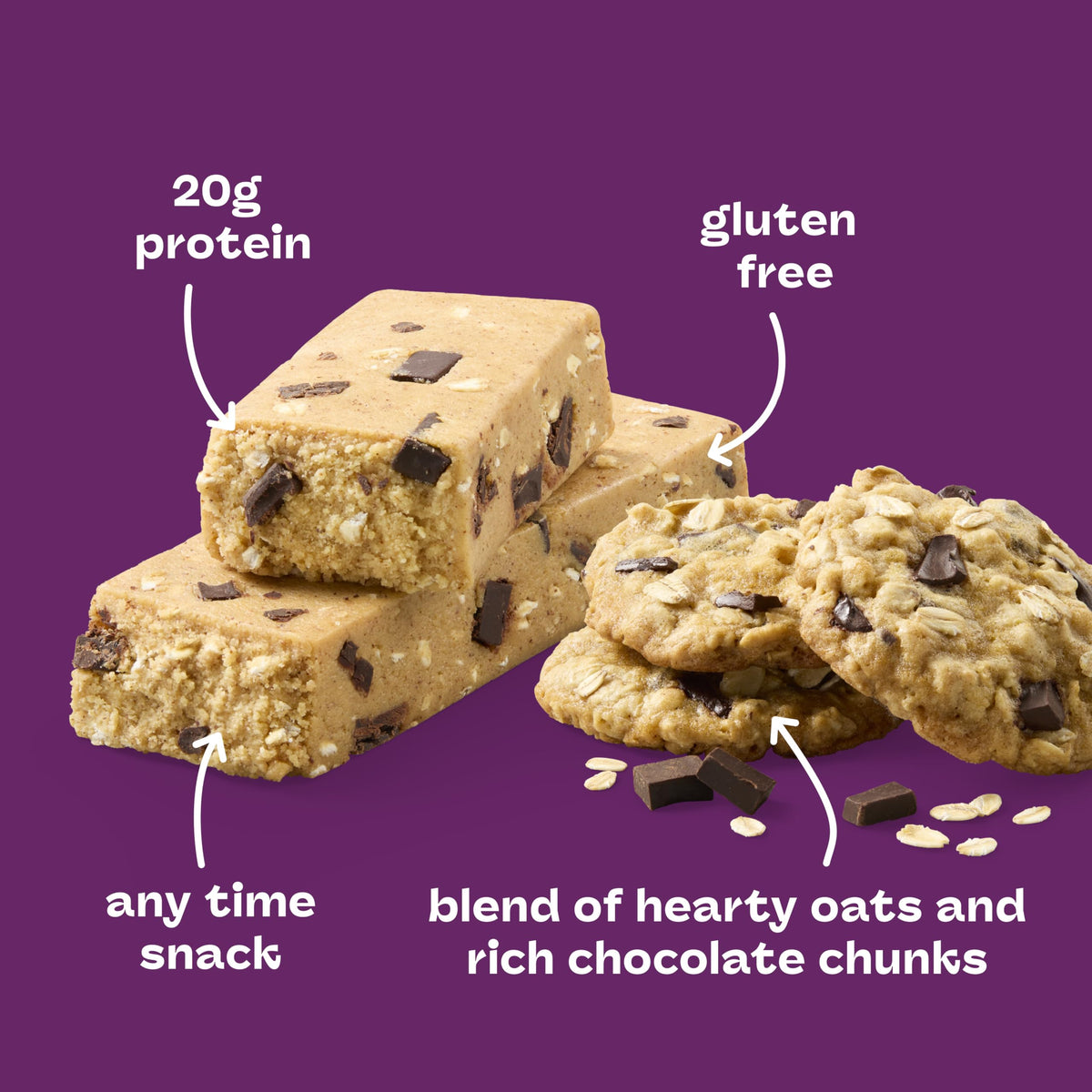 think! Protein Bars – Oatmeal Chocolate Chunk | Gluten Free, 20g Protein, 10g Fiber