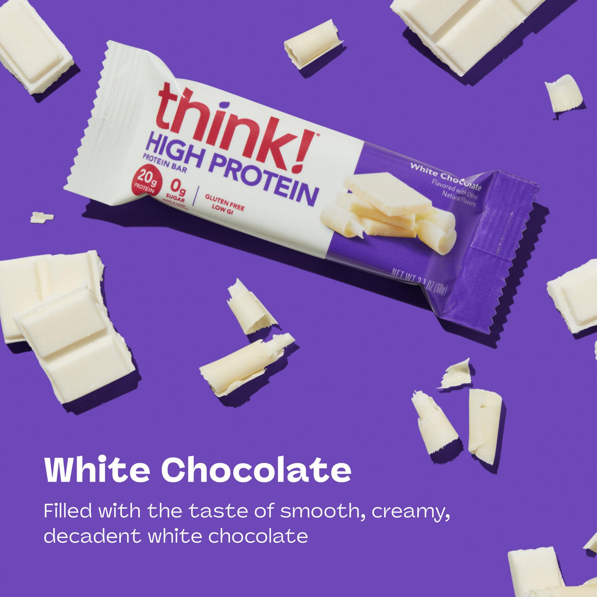 think! White Chocolate Protein Bars – 20g Protein, 0g Sugar, Gluten Free
