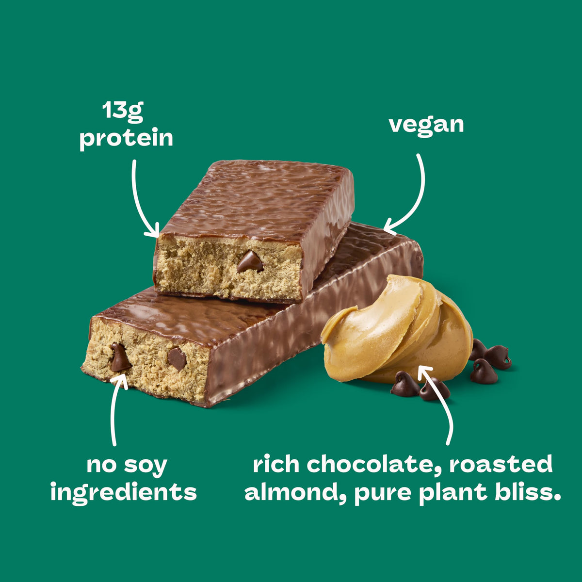 Think! Sea Salt Almond Chocolate Bar - 13g Plant Protein, 5g Sugar, Non-GMO, 10 Count, Vegan