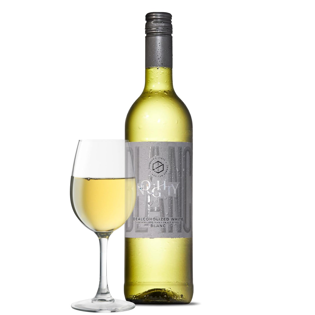 Thomson & Scott Noughty Blanc – Non-Alcoholic White Wine (<0.5% ABV), Organic Chenin Blanc & Chardonnay, 750ml