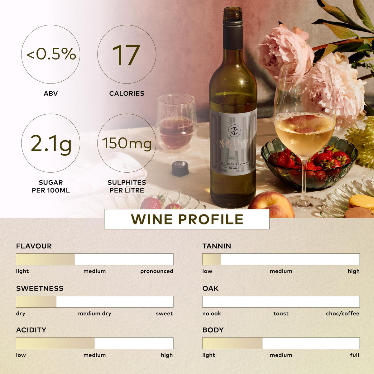 Thomson & Scott Noughty Blanc – Non-Alcoholic White Wine (<0.5% ABV), Organic Chenin Blanc & Chardonnay, 750ml