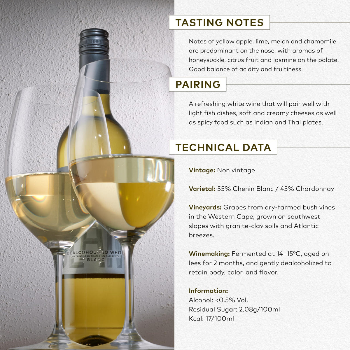 Thomson & Scott Noughty Blanc – Non-Alcoholic White Wine (<0.5% ABV), Organic Chenin Blanc & Chardonnay, 750ml