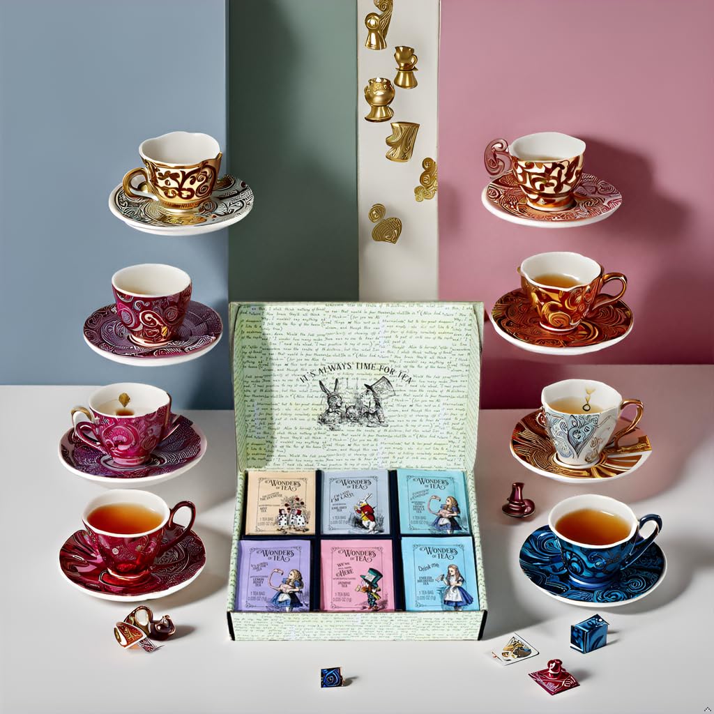 Thoughtfully Alice’s Adventures in Wonderland Tea Gift Set – 90 Bags, 6 Flavors