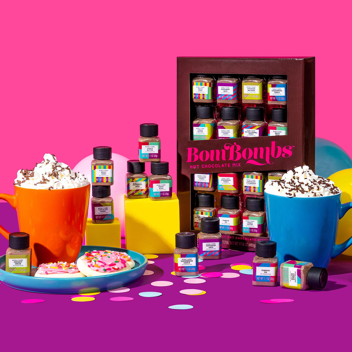 Thoughtfully BomBombs Hot Chocolate Gift Set – 16 Gourmet Mini Bottles
