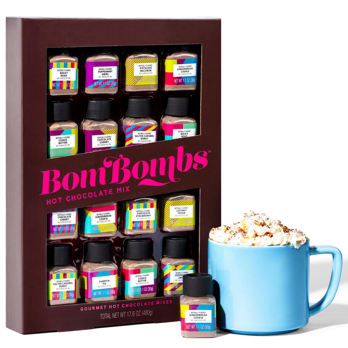Thoughtfully BomBombs Hot Chocolate Gift Set – 16 Gourmet Mini Bottles