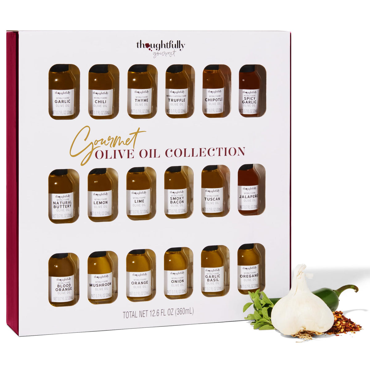 Thoughtfully Gourmet Olive Oil Sampler Gift Set – 18 Flavored Spanish EVOO Bottles