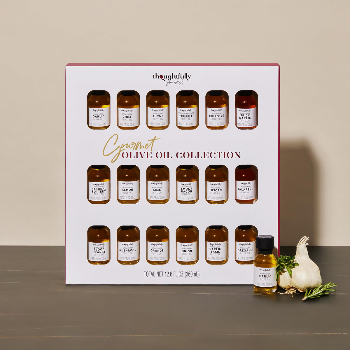 Thoughtfully Gourmet Olive Oil Sampler Gift Set – 18 Flavored Spanish EVOO Bottles