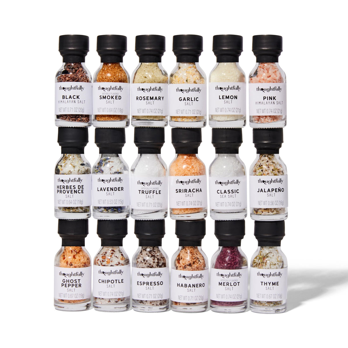 Thoughtfully Gourmet Salt Sampler Collection — 18 Flavored Salts Gift Set (Vegan)