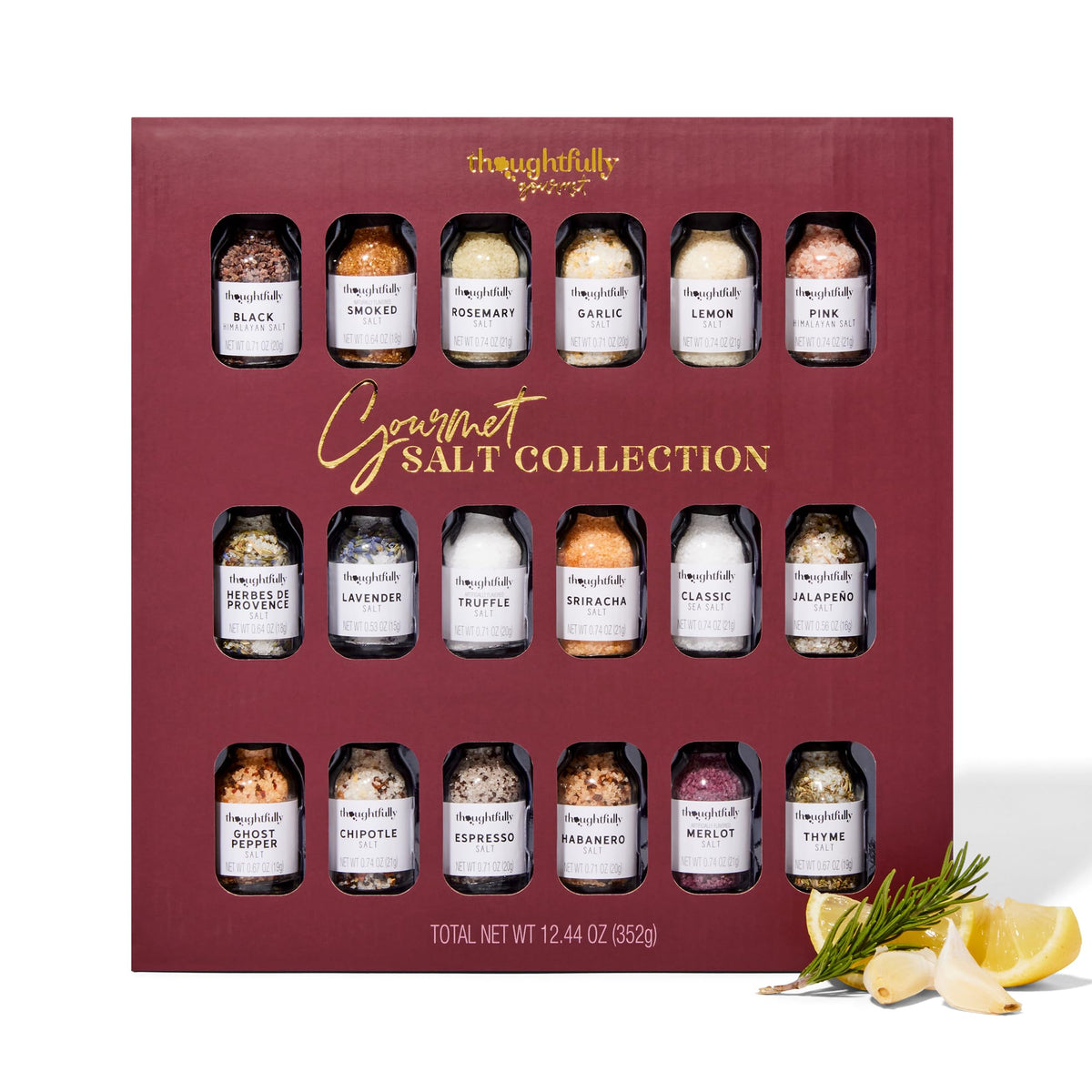 Thoughtfully Gourmet Salt Sampler Collection — 18 Flavored Salts Gift Set (Vegan)