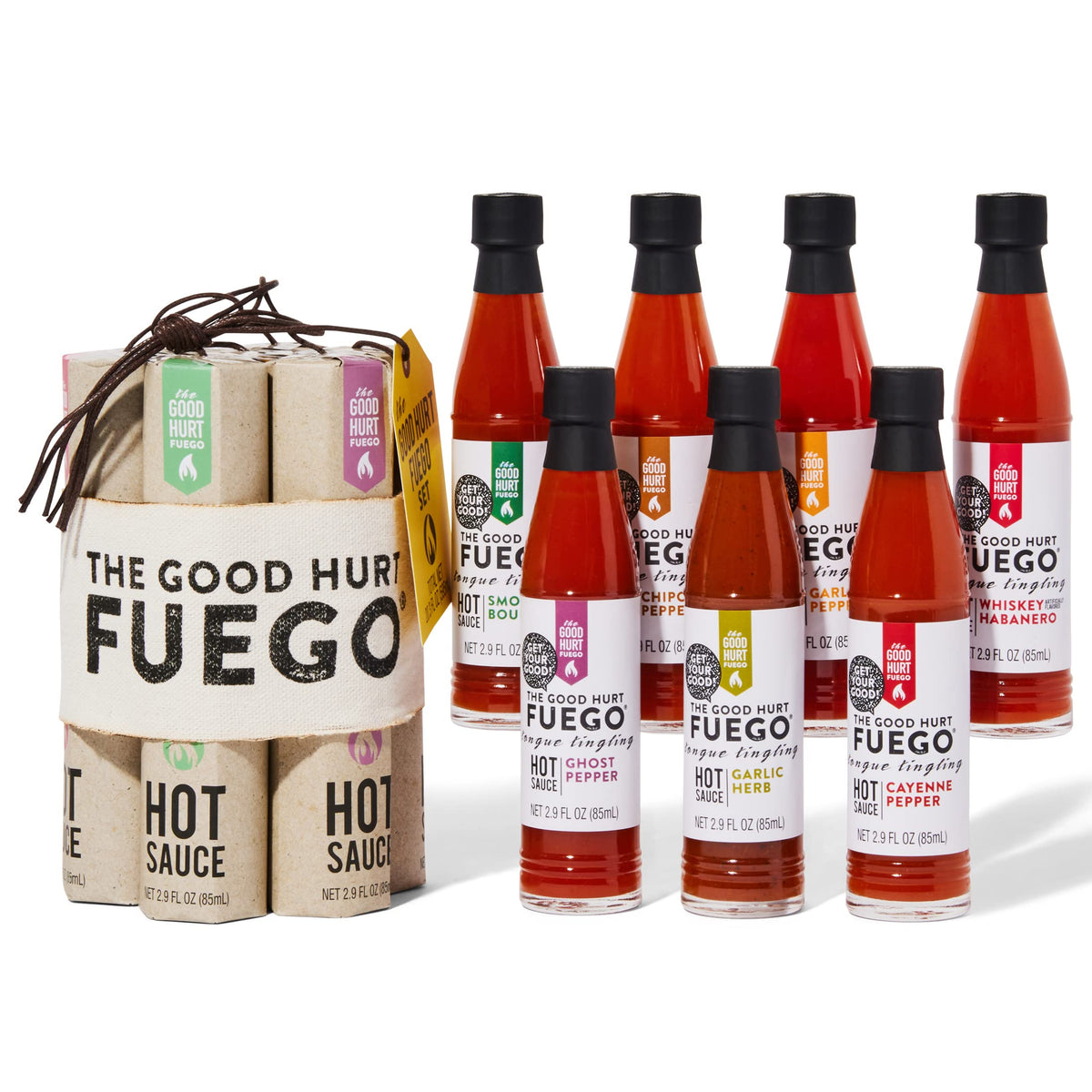 Thoughtfully The Good Hurt Fuego Hot Sauce Sampler Gift Set — 7 Flavors