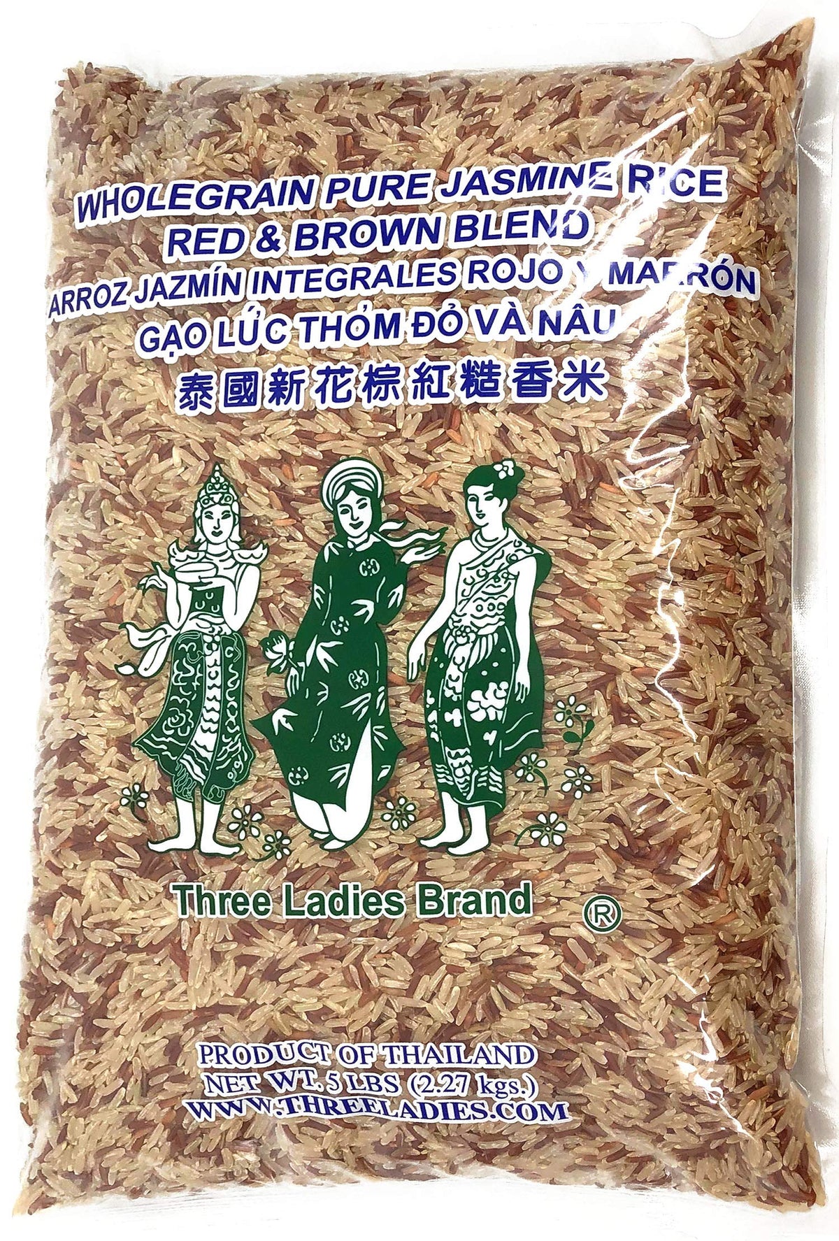 Three Ladies Brand 5 lb Whole Grain Jasmine Rice Red & Brown Blend
