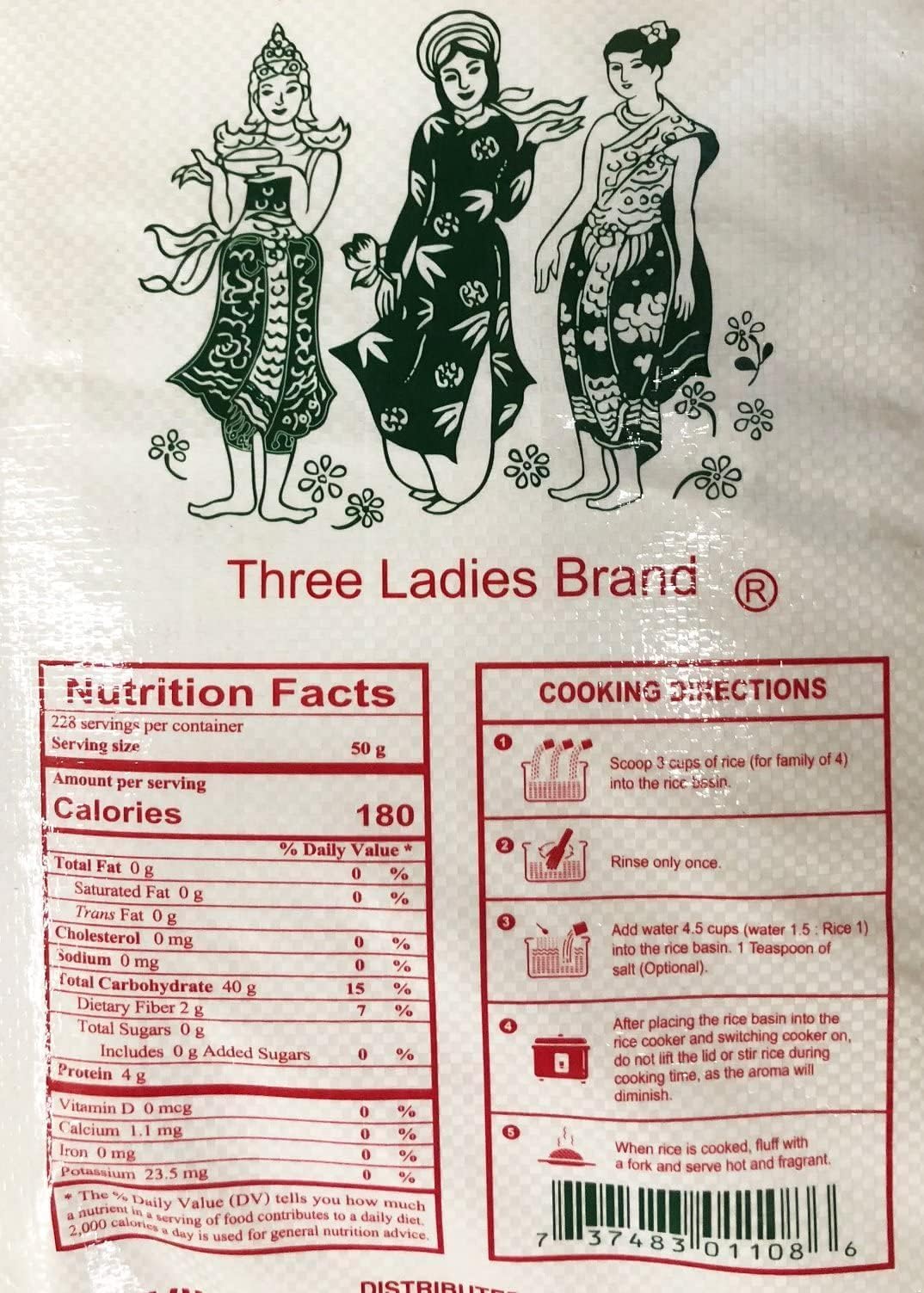 Three Ladies Rice – Jasmine Extra Super Quality, 25 lbs
