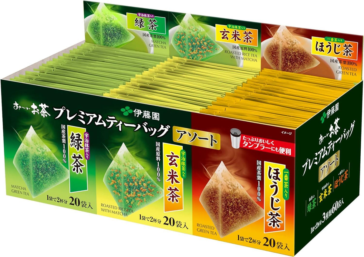 Thunder Tech Ito-en Ocha Japanese Premium Tea Bags – 60 Count (Matcha Green, Genmaicha, Hojicha)