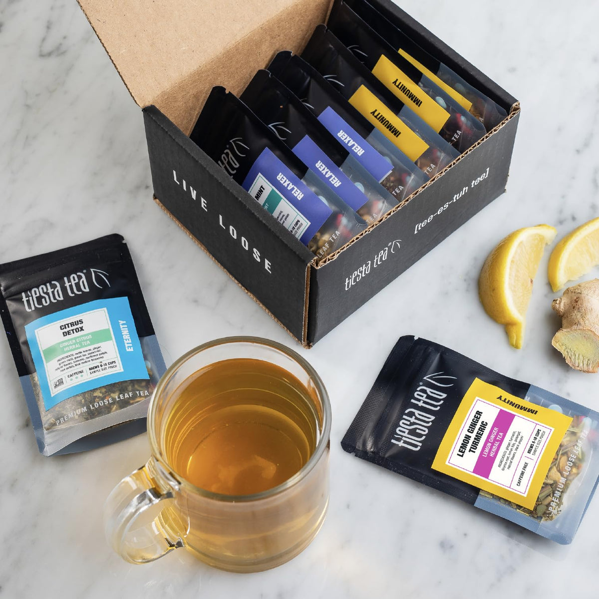 Tiesta Tea Wellness Sampler Dry Flight Set – 8 Loose Leaf Blends for Hot or Iced Tea