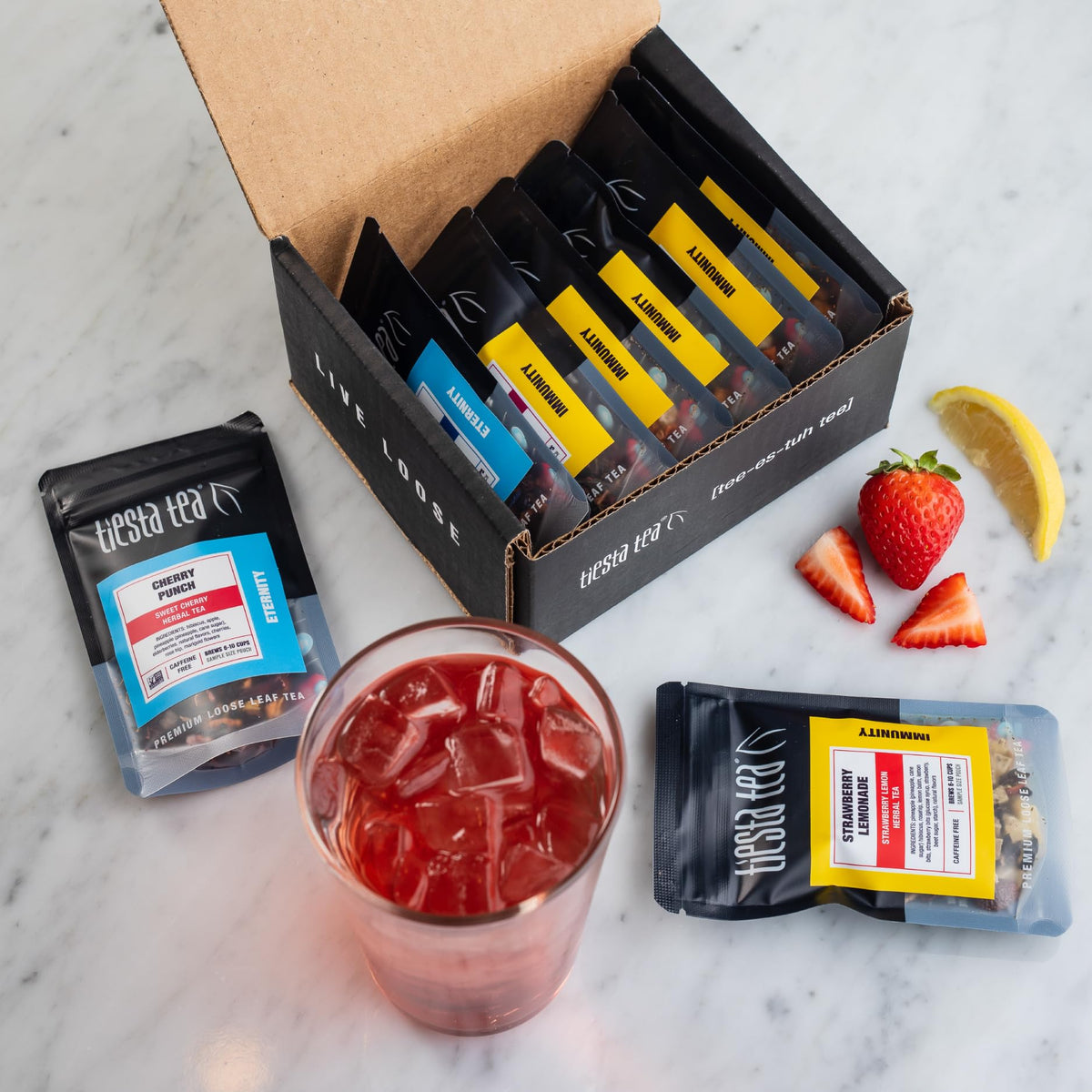 Tiesta Tea Fruity Sampler Dry Flight Set — Caffeine-Free Loose Leaf Teas, Hot & Iced