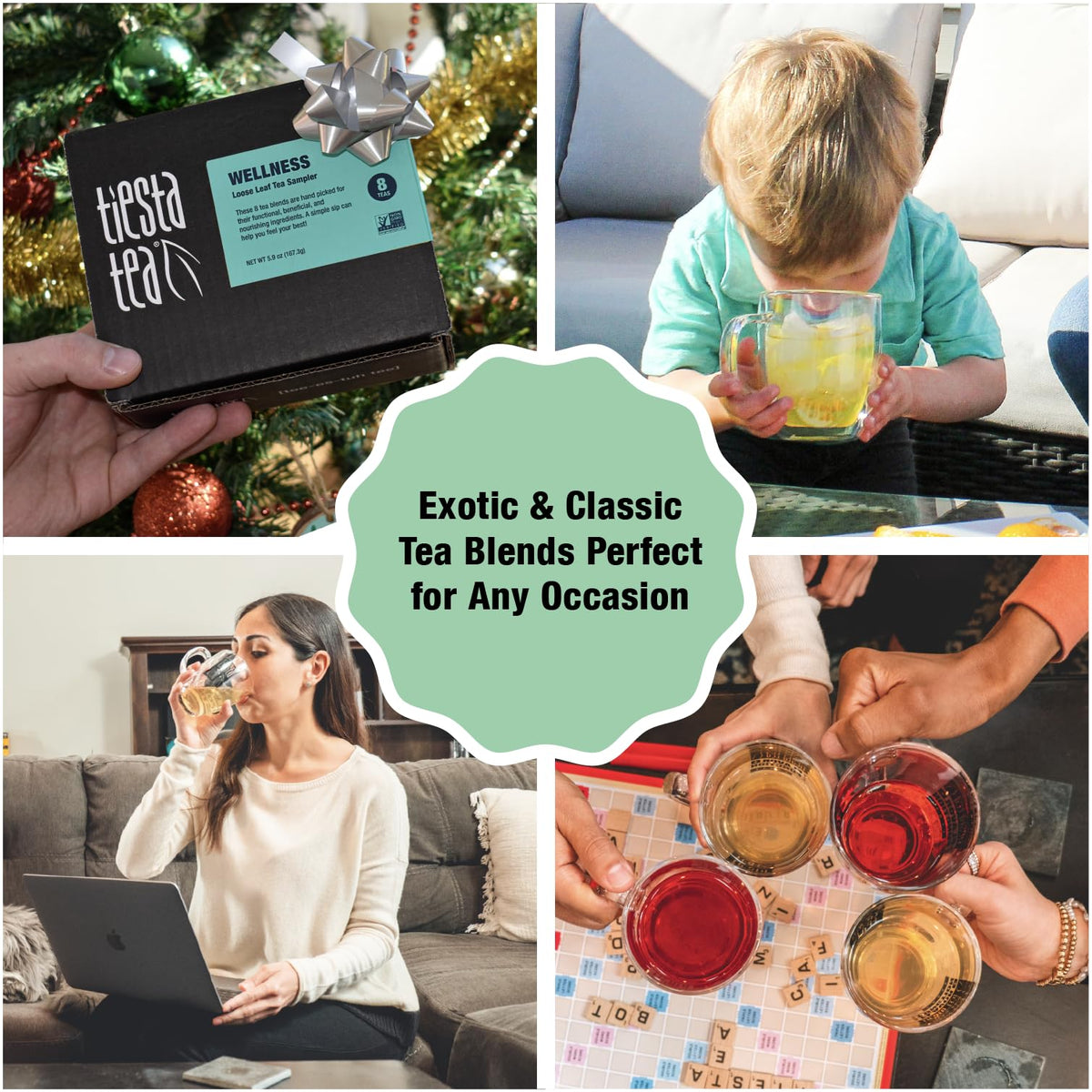 Tiesta Tea Wellness Sampler Dry Flight Set – 8 Loose Leaf Blends for Hot or Iced Tea