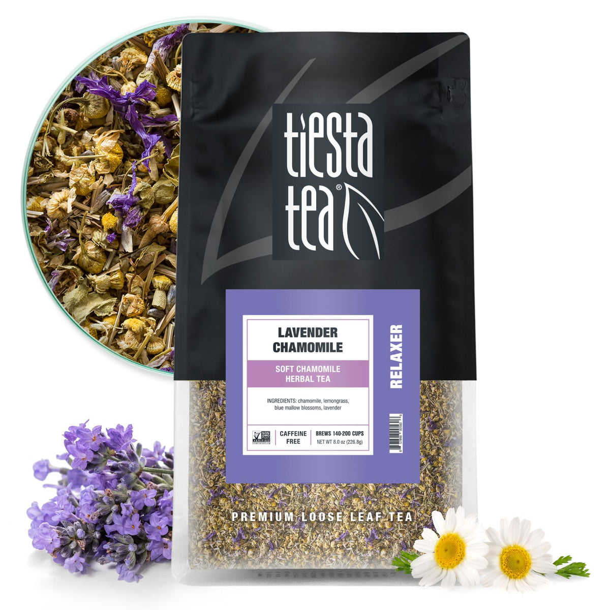Tiesta Tea Lavender Chamomile Herbal Tea — Caffeine-Free Calming Blend (8 oz, 200 Cups)