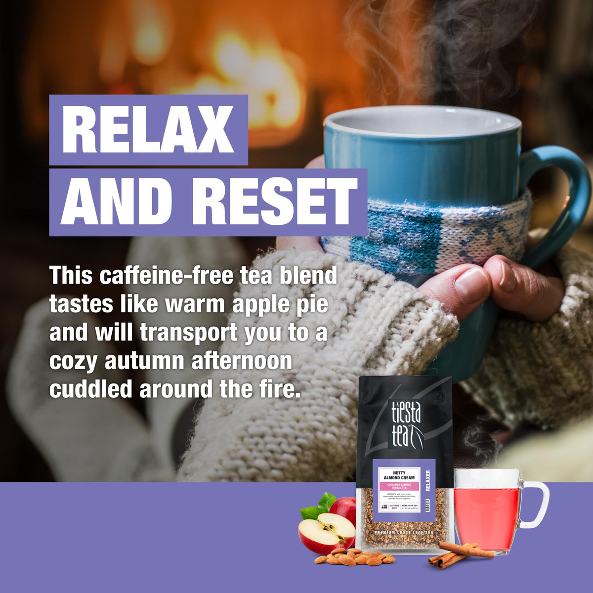Tiesta Tea Nutty Almond Cream – Premium Mother's Day Cinnamon Herbal Tea (Caffeine-Free)