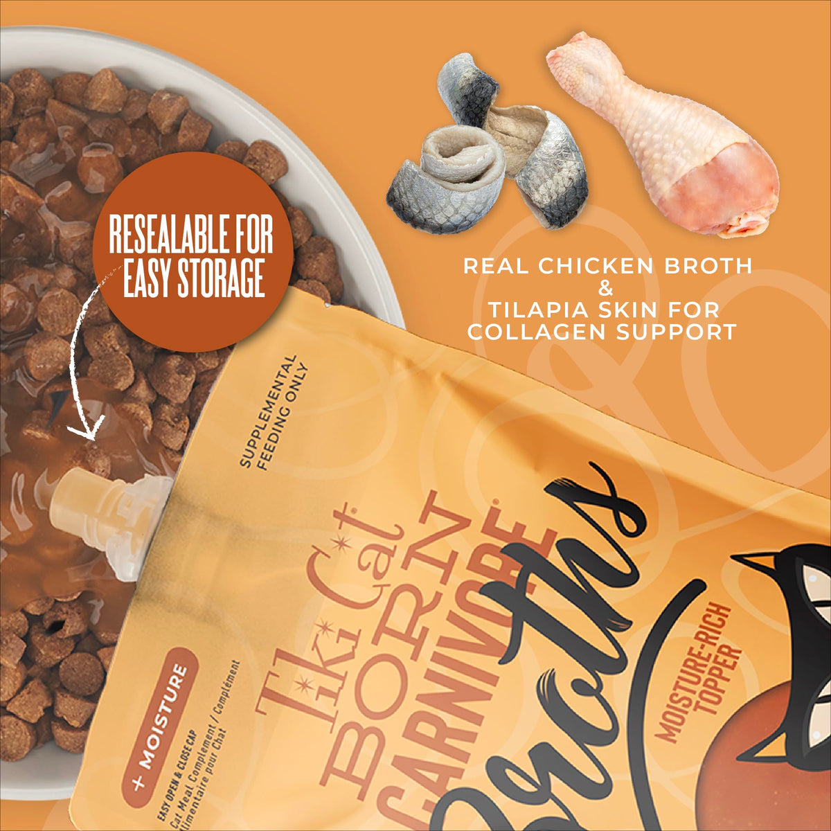 Tiki Cat Born Carnivore Broths Chicken Broth – 7 oz Spout Pouch (6 Count)