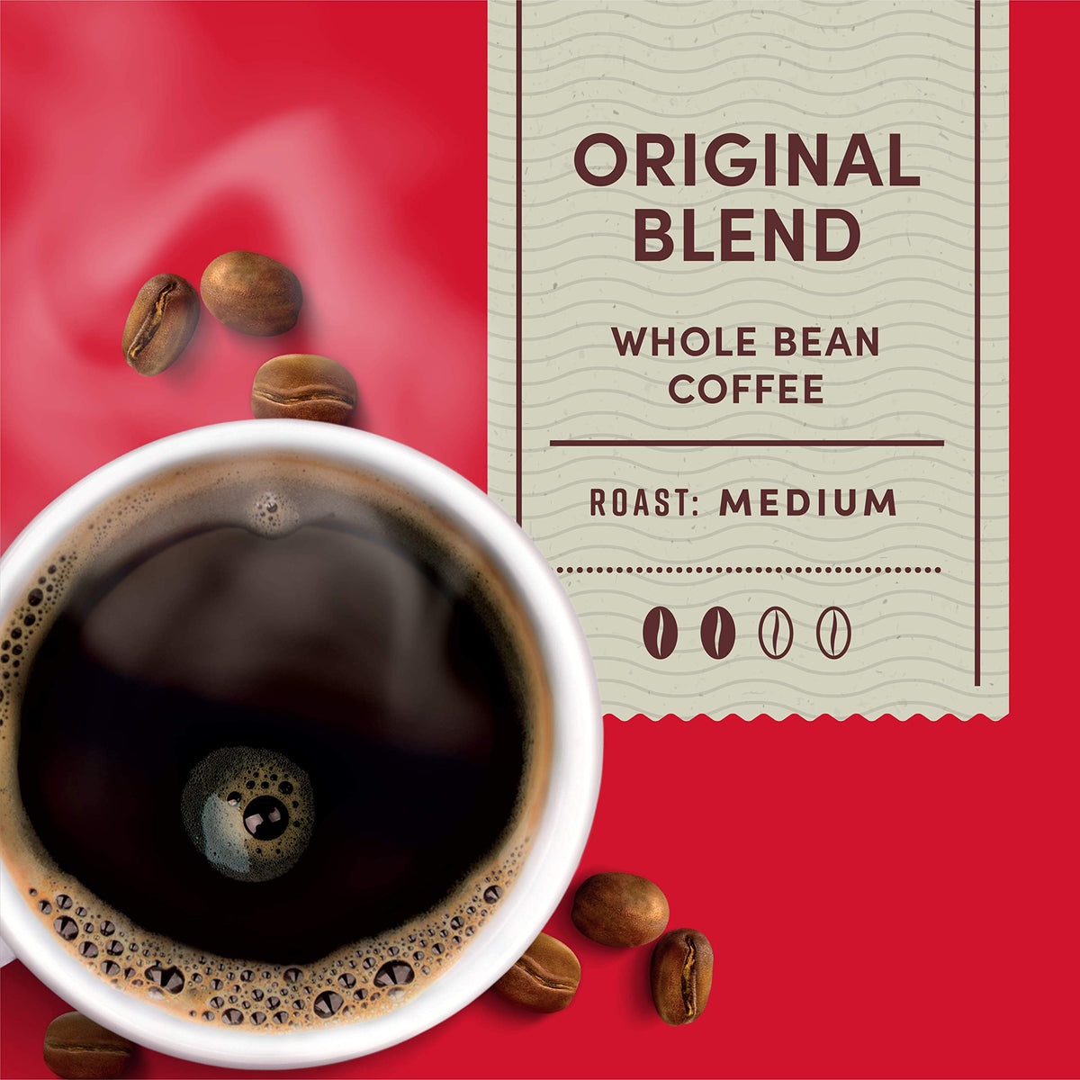 Tim Hortons Whole Bean Original Coffee – Medium Roast, 100% Arabica, 12 oz, 6-Pack