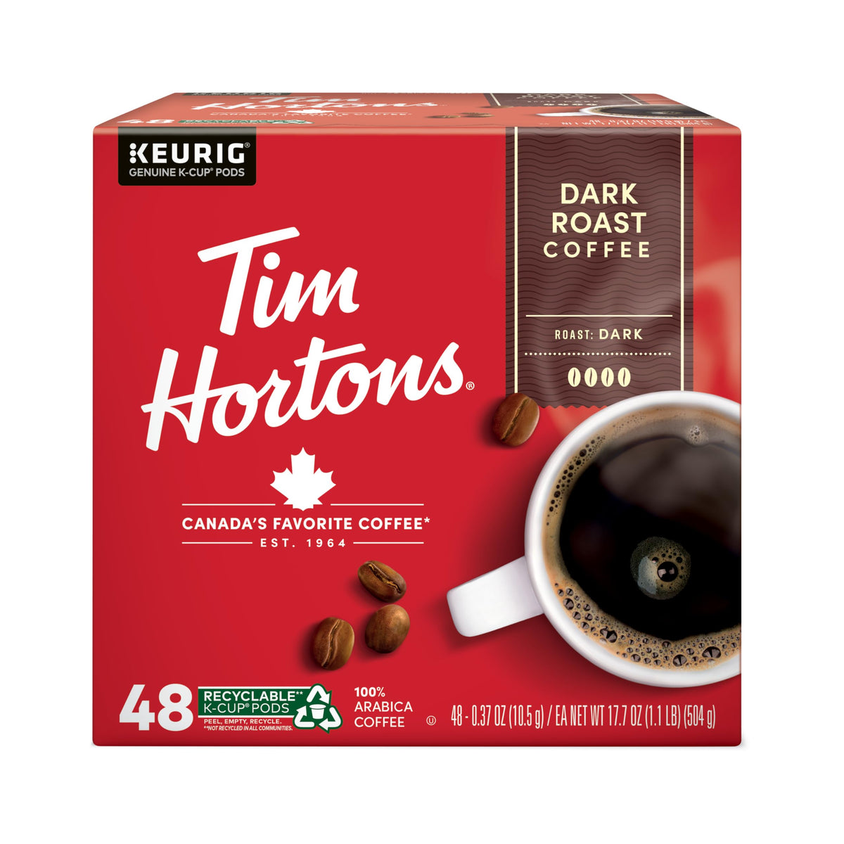 Tim Hortons Dark Roast KCUPs – 100% Arabica, 48ct | Keurig Compatible