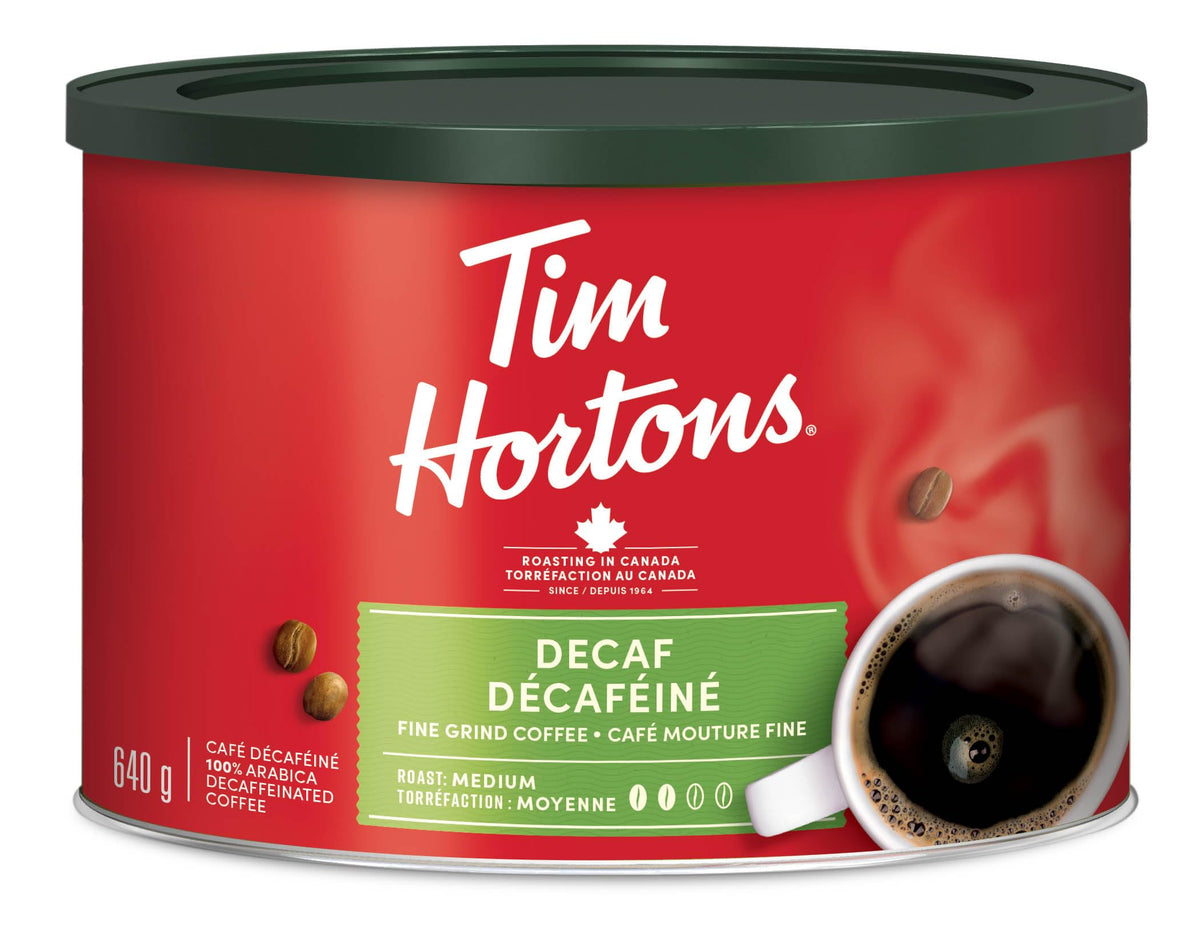 Tim Hortons Decaf Ground Coffee – 640g (Imported from Canada)