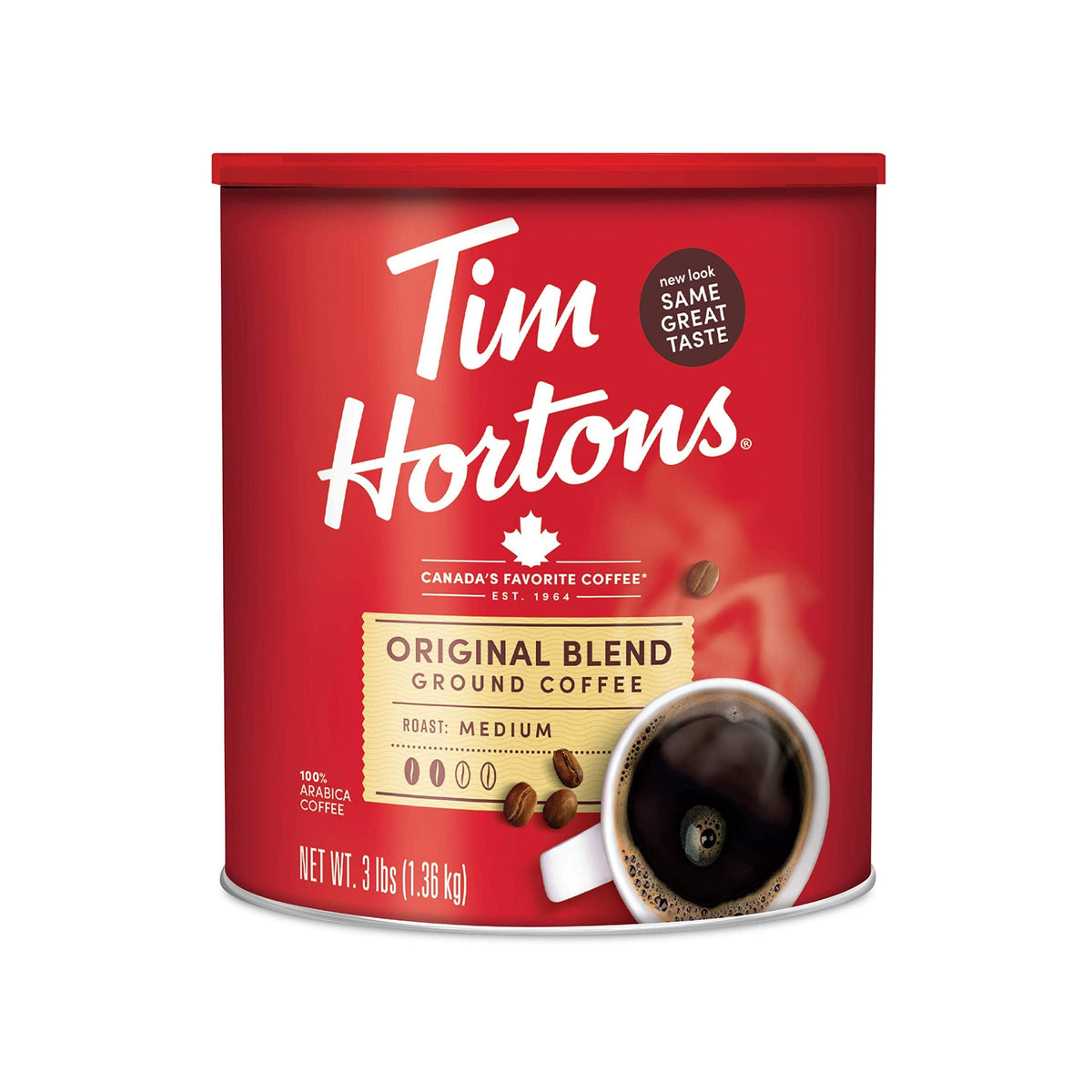 Tim Hortons Original Blend Ground Coffee — Medium Roast, 48 oz Canister (100% Arabica)
