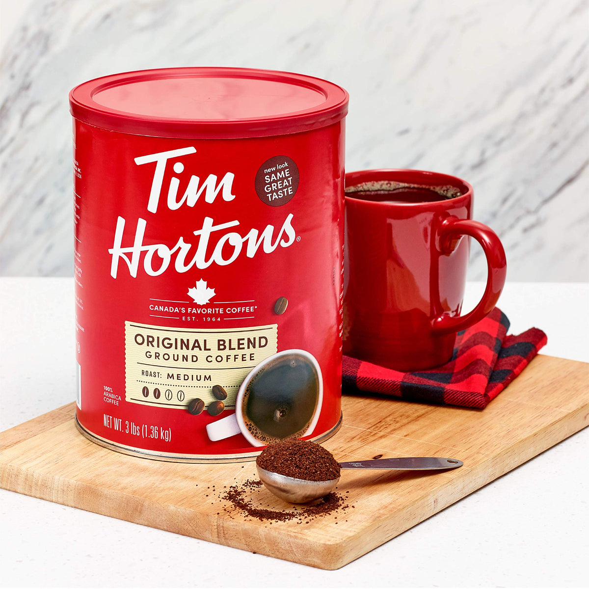 Tim Hortons Original Blend Ground Coffee — Medium Roast, 48 oz Canister (100% Arabica)