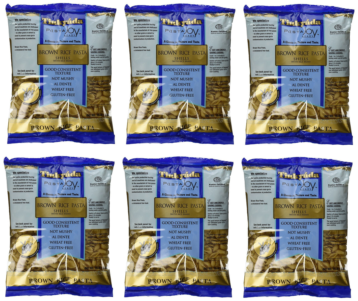 Tinkyada Brown Rice Pasta Shells – Gluten Free, 16 oz, Pack of 6