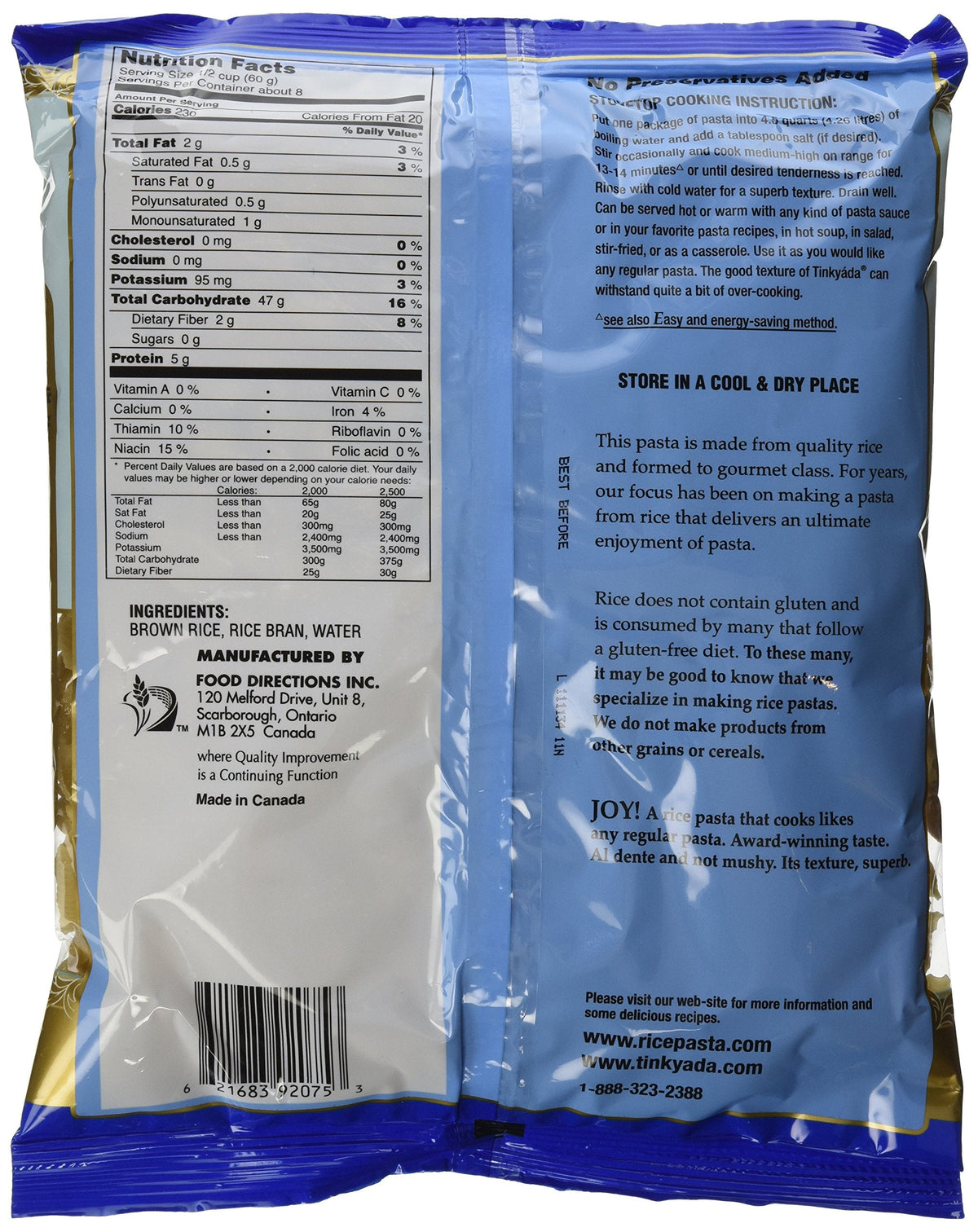 Tinkyada Brown Rice Pasta Shells – Gluten Free, 16 oz, Pack of 6