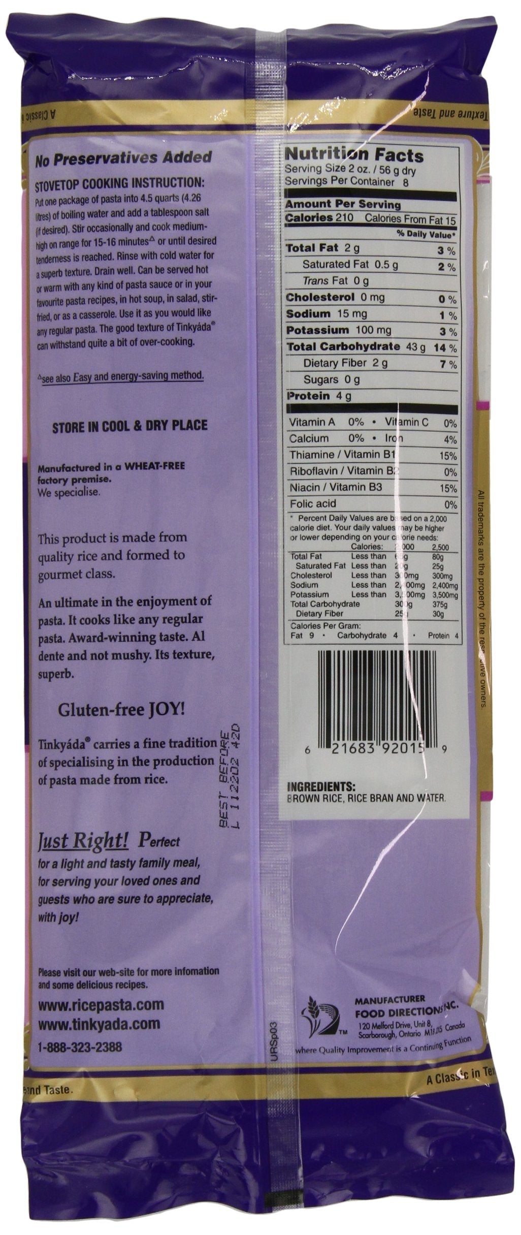 Tinkyada Brown Rice Pasta, Spaghetti – Gluten-Free, Al Dente, 12 Pack