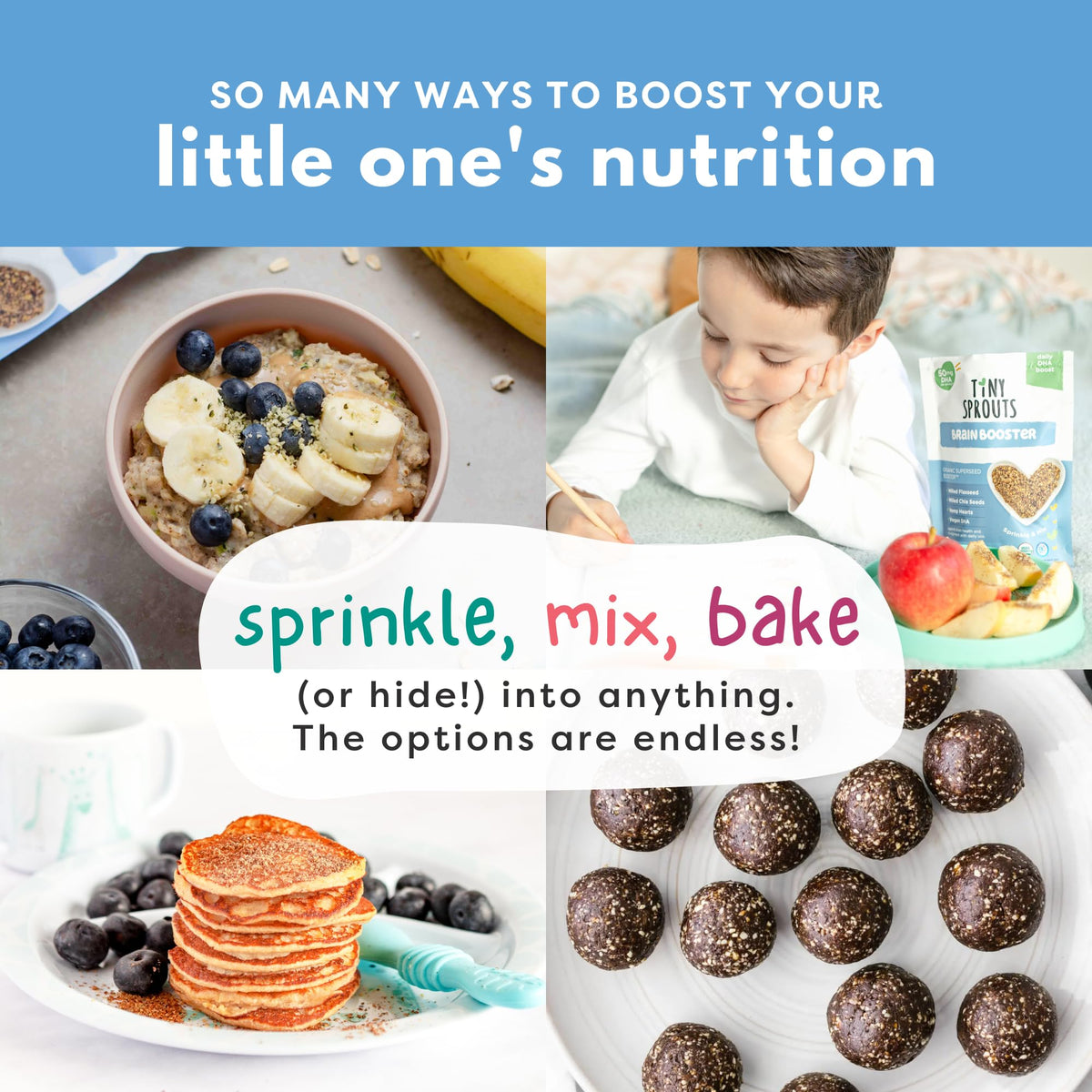 Tiny Sprouts Organic Brain & Digestion Booster Duo – Kids Omega-3, Probiotics
