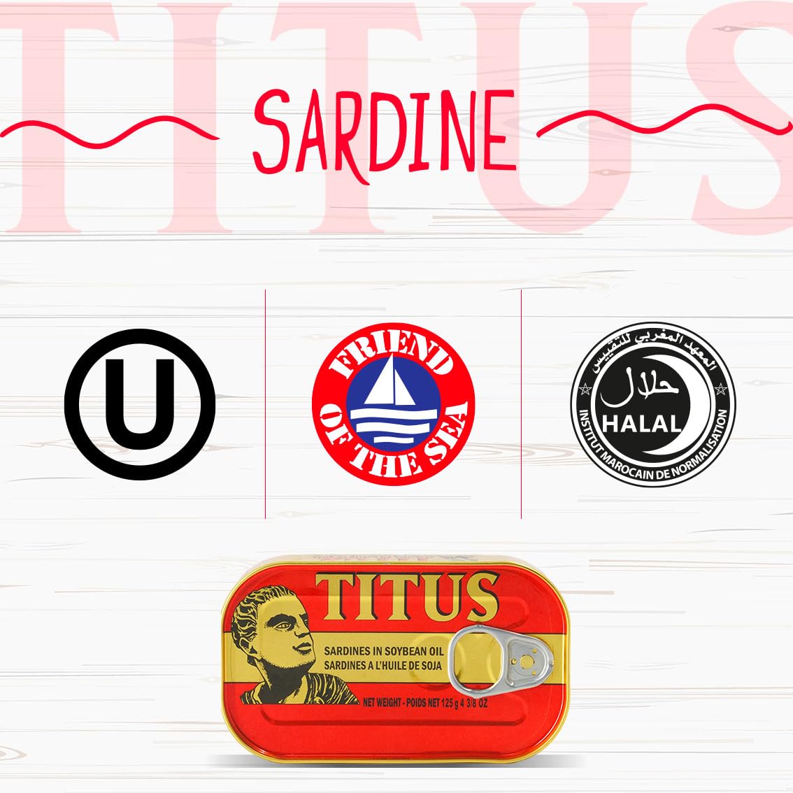 TITUS Canned Sardines in Soybean Oil – Pack of 12 | Premium Quality Sardines, Omega-3 & Protein