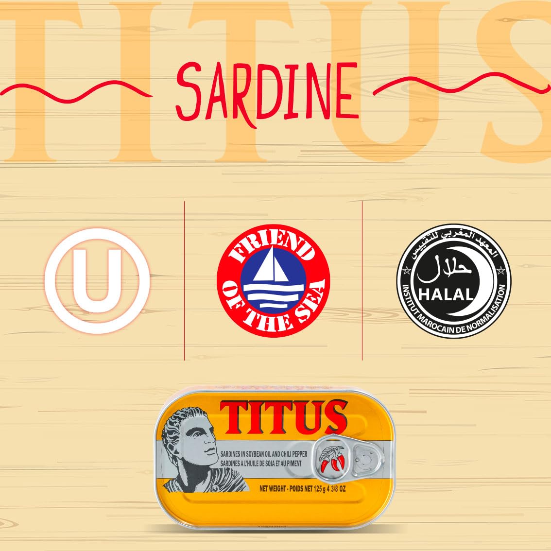 TITUS Sardines in Soybean Oil & Chili Pepper – Pack of 12 | Premium Quality Sardines, Omega-3 & Protein