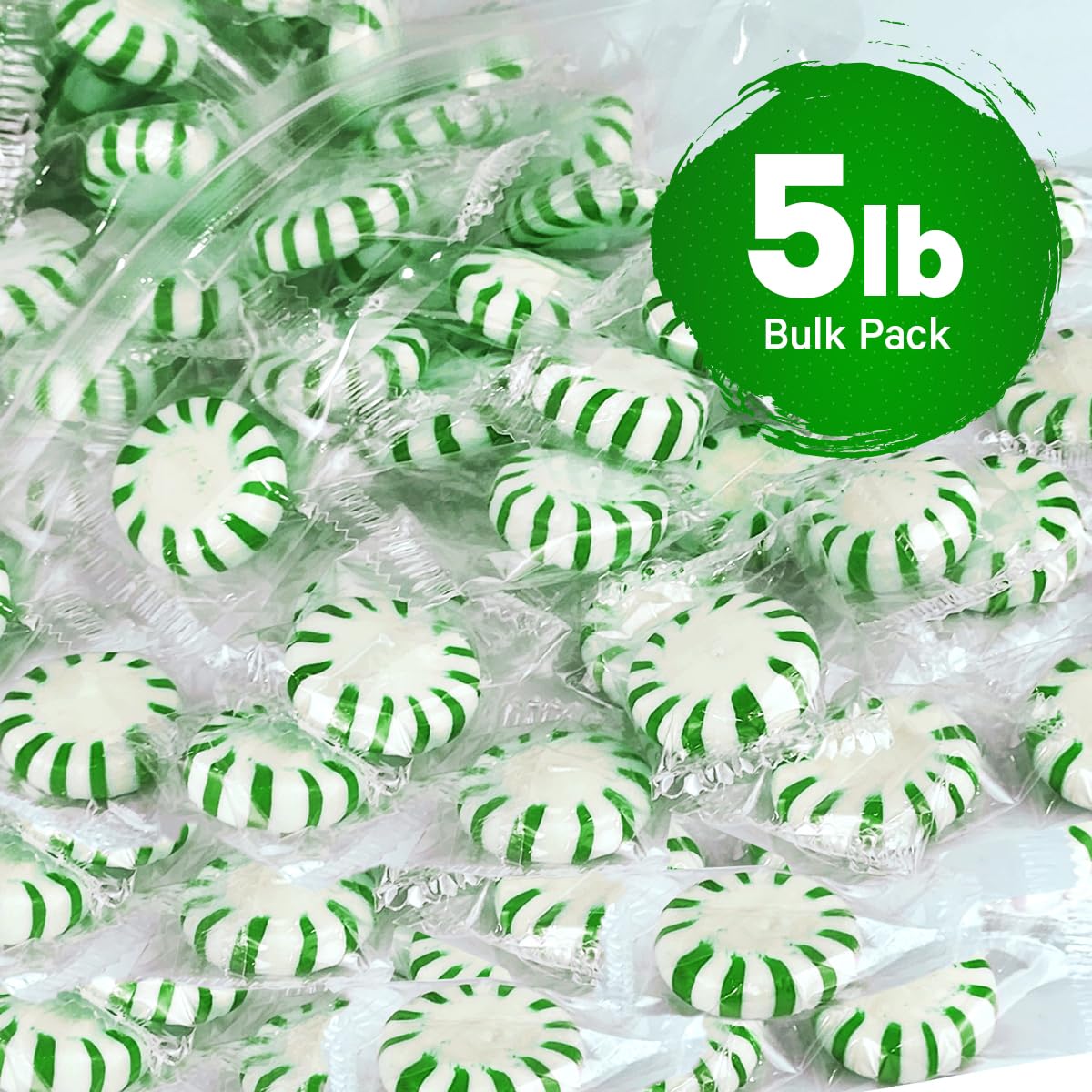 Tivozy Starlight Spearmint Mints – 5 lb Bulk Pack, Individually Wrapped for On-the-Go Freshness