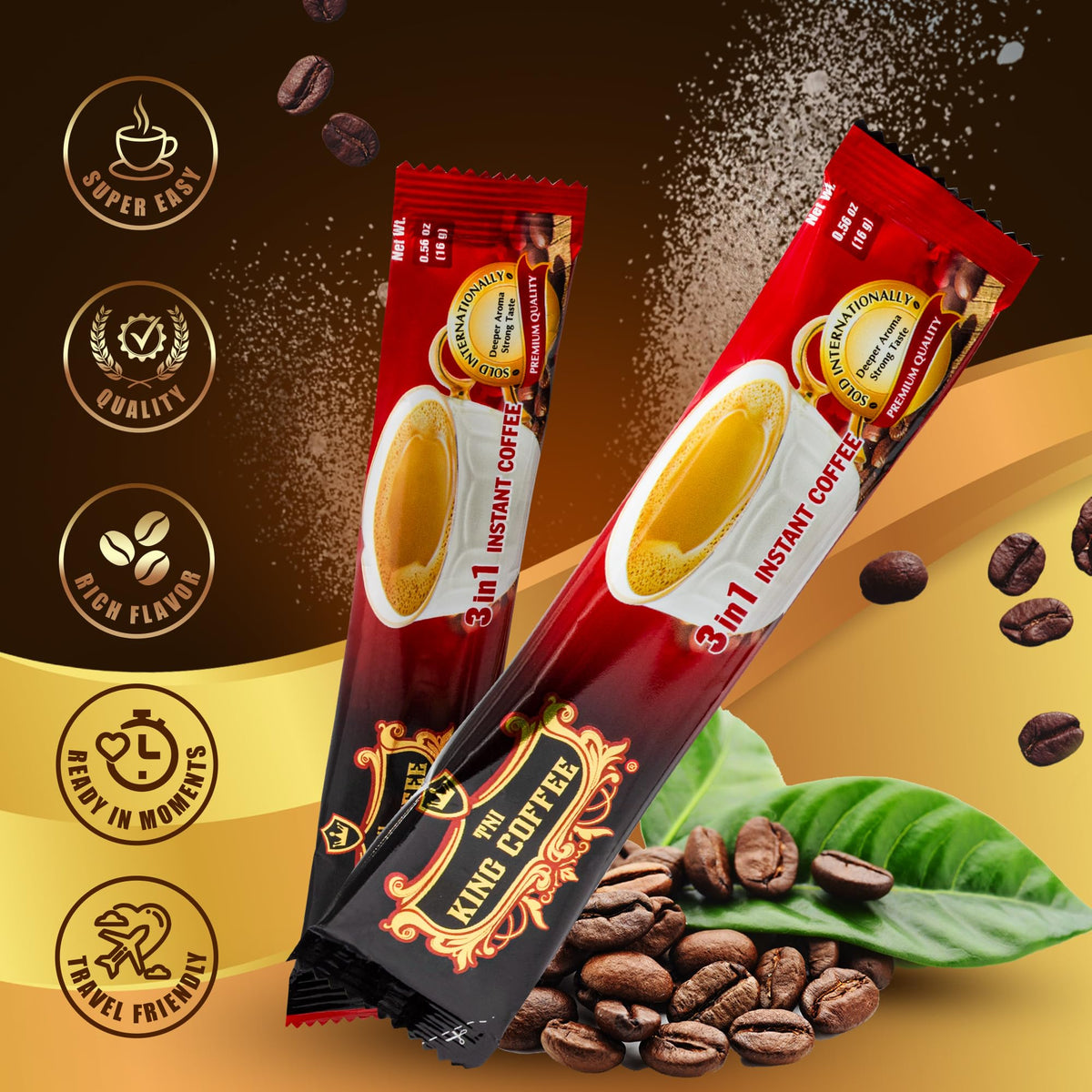 TNI King Coffee 3 in 1 Instant Vietnamese Coffee — 100 Single-Serve Packets