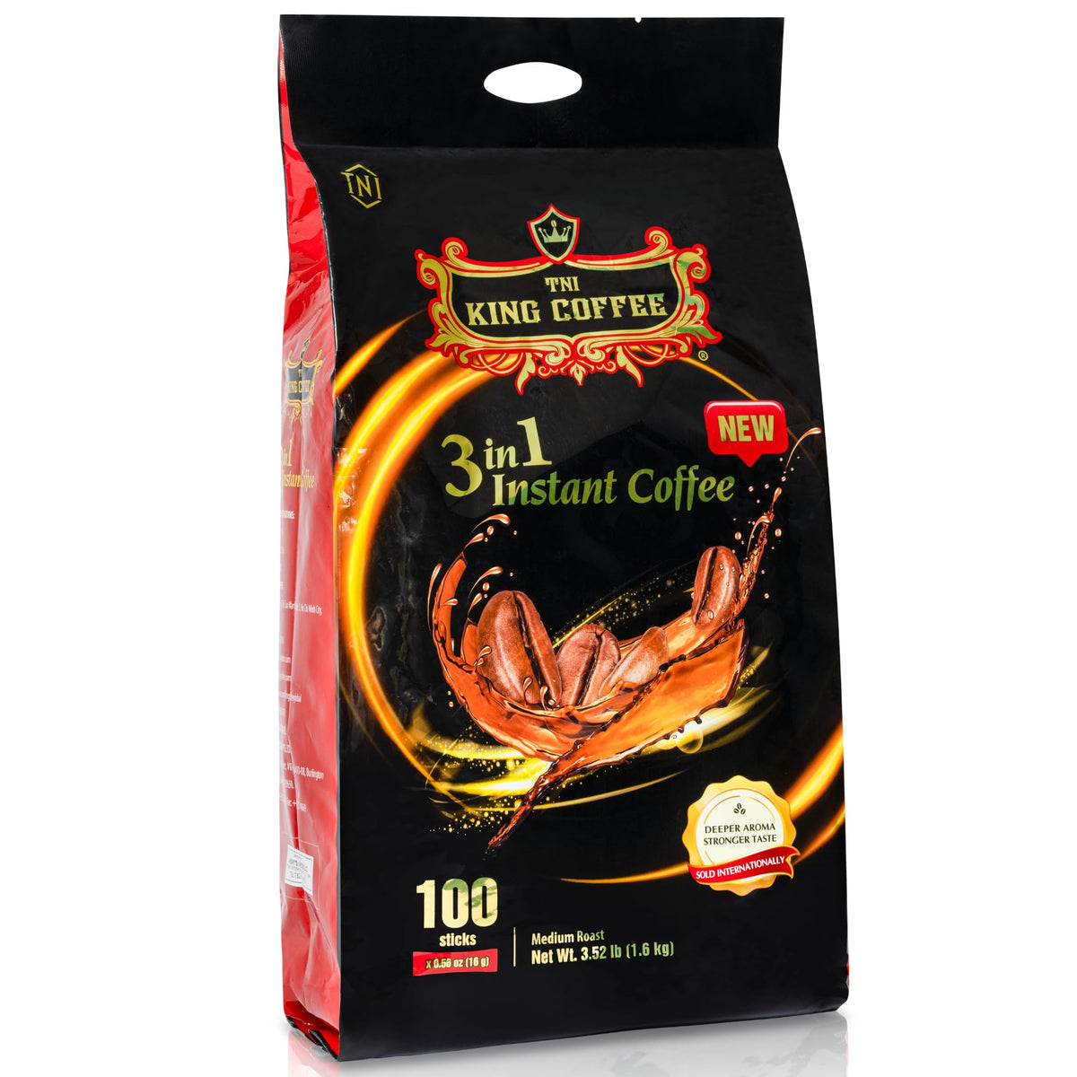 TNI King Coffee 3 in 1 Instant Vietnamese Coffee — 100 Single-Serve Packets