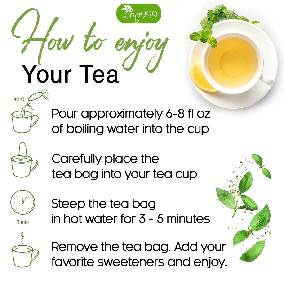 TOG999 Premium Moringa Leaf Tea Bags – 100% Natural, Caffeine-Free, Vegan