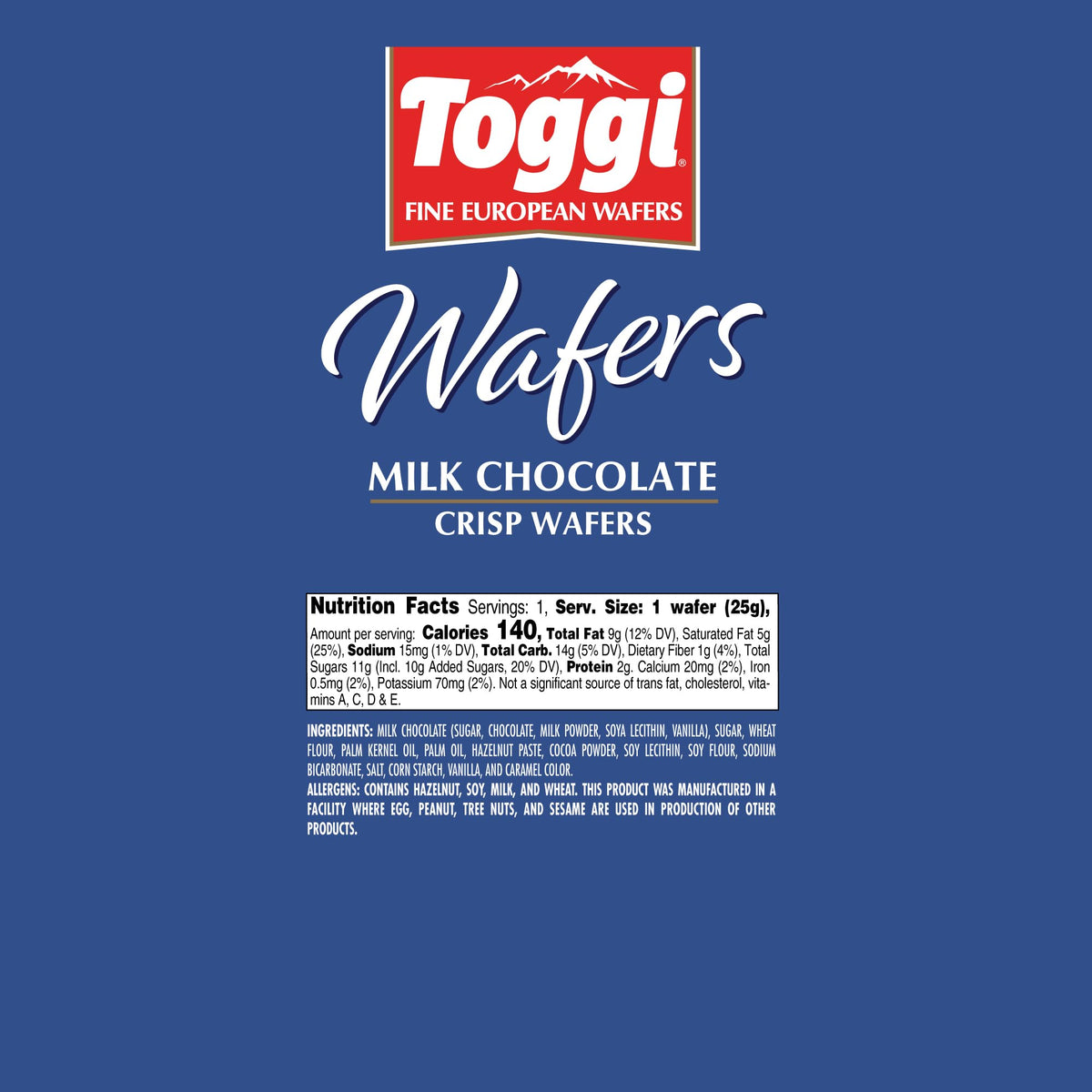 Toggi Fine European Milk Chocolate Wafers – Crisp Wafers with Creamy Milk Chocolate (0.88 oz, 24 Count)