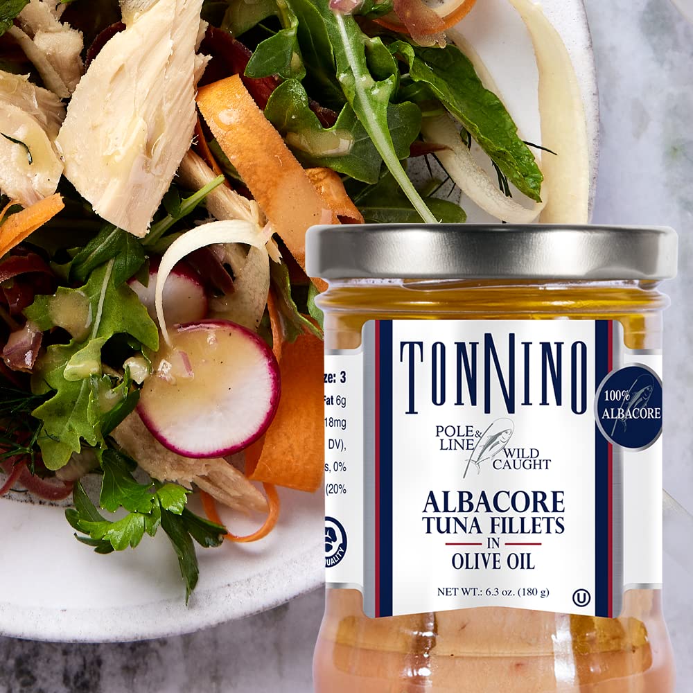 Tonnino Tuna Albacore in Olive Oil – Pack of 6 – Ready-To-Eat High-Protein Snack