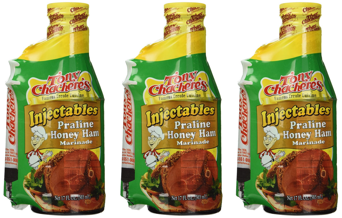 Tony Chachere's Marinade Praline Honey Ham with Injector – 3-Pack, 17 oz Each