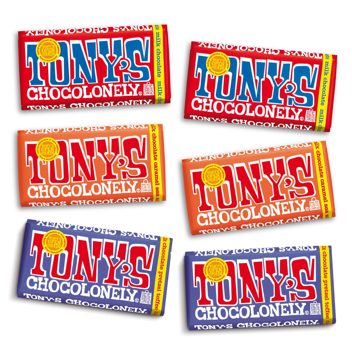 Tony's Chocolonely Top 3 Milk Chocolate Bundle – 6 Bars | Fairtrade & B Corp Certified