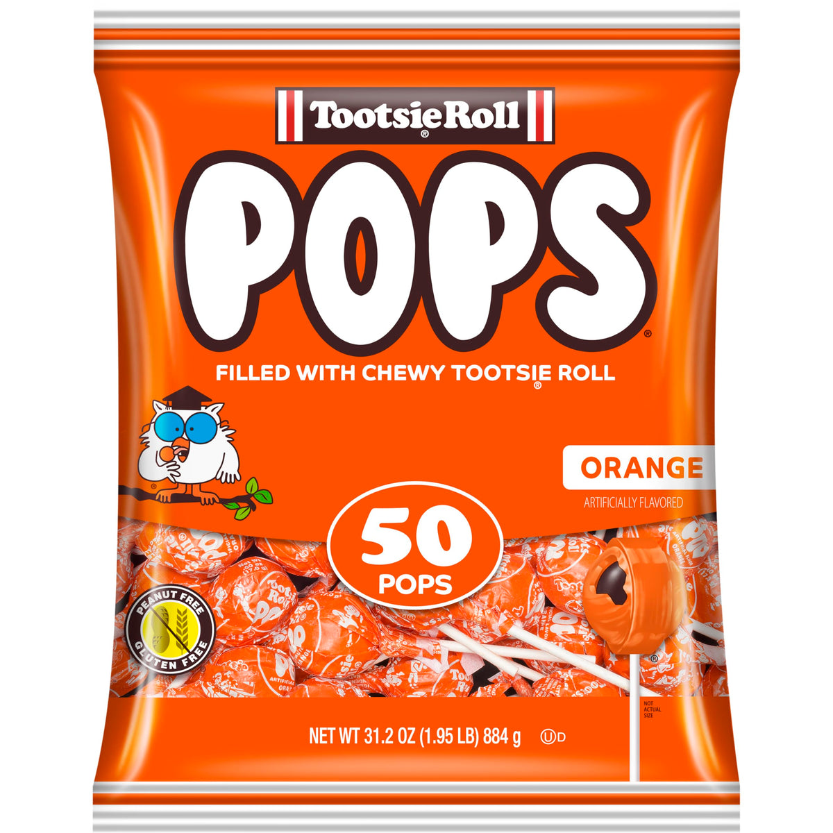 Tootsie Pops Orange Flavor – 50-Count Bag, Individually Wrapped, Gluten & Peanut Free