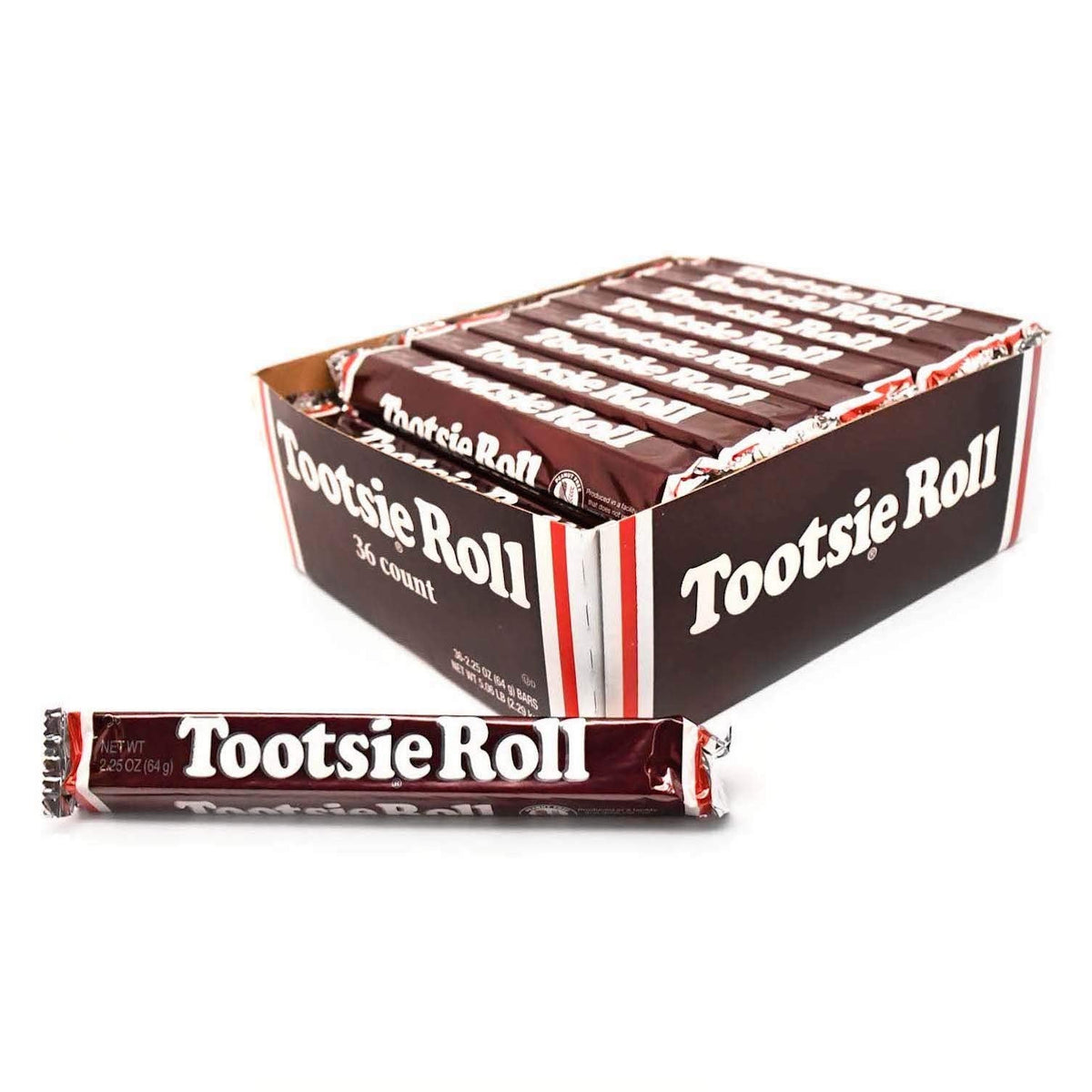 Tootsie Roll Bars - Original Classic 2.25oz, Gluten Free & Peanut Free, Pack of 36