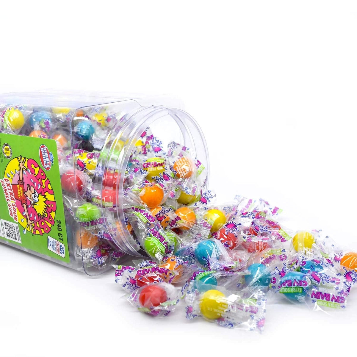 Tootsie Roll Cry Baby Extra Sour Gum – 240-Count Jar | Intense Flavors, Long-Lasting Bubble Fun