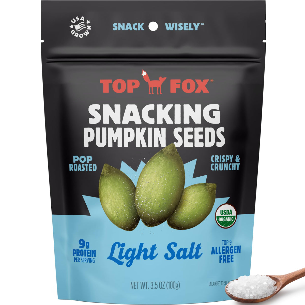 Top Fox Snacks Pumpkin Seeds to Eat – Light Salt, 6-Pack | Gluten Free, Keto, Paleo & Vegan