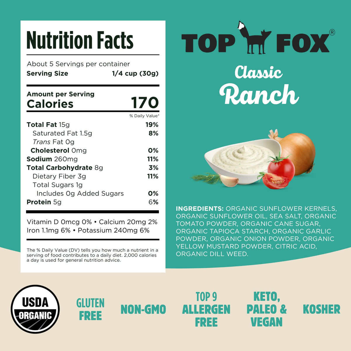 Top Fox Ranch Sunflower Seeds – 5.5 oz Pack of 6 | Keto, Gluten Free, Allergen Free