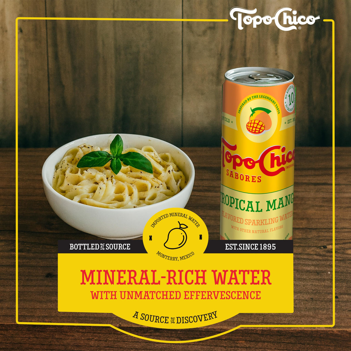 Topo Chico Sabores Tropical Mango 12oz 8pk — Real Fruit Juice Sparkling Water, No Added Sugar